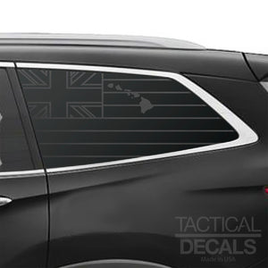 State of Hawaii Flag Decal for 2016-2022 Honda Pilot 3rd Windows - Matte Black