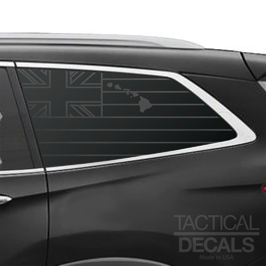 State of Hawaii Flag Decal for 2016-2022 Honda Pilot 3rd Windows - Matte Black