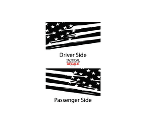 Distressed USA Flag Decal for 2016-2022 Honda Pilot 3rd Windows - Matte Black