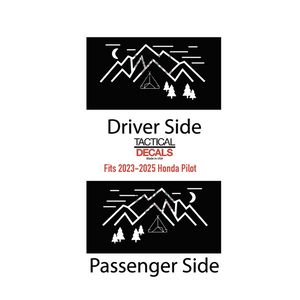 Minimalist Mountain Scene Decals for 2023-2025 Honda Pilot Rear Windows - Matte Black