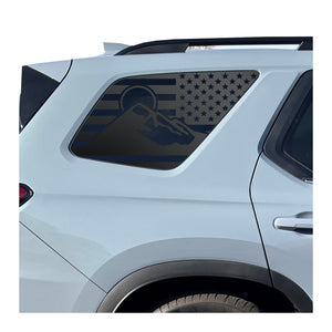 USA Flag Decal with Mountain Scene for 2023-2025 Honda Pilot Rear Windows - Matte Black
