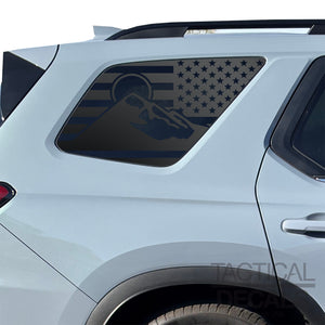 USA Flag Decal with Mountain Scene for 2023-2025 Honda Pilot Rear Windows - Matte Black
