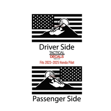 Load image into Gallery viewer, USA Flag Decal with Mountain Scene for 2023-2025 Honda Pilot Rear Windows - Matte Black
