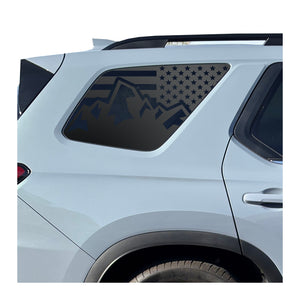 USA Flag Decal with Mountain Scene for 2023-2025 Honda Pilot Rear Windows - Matte Black