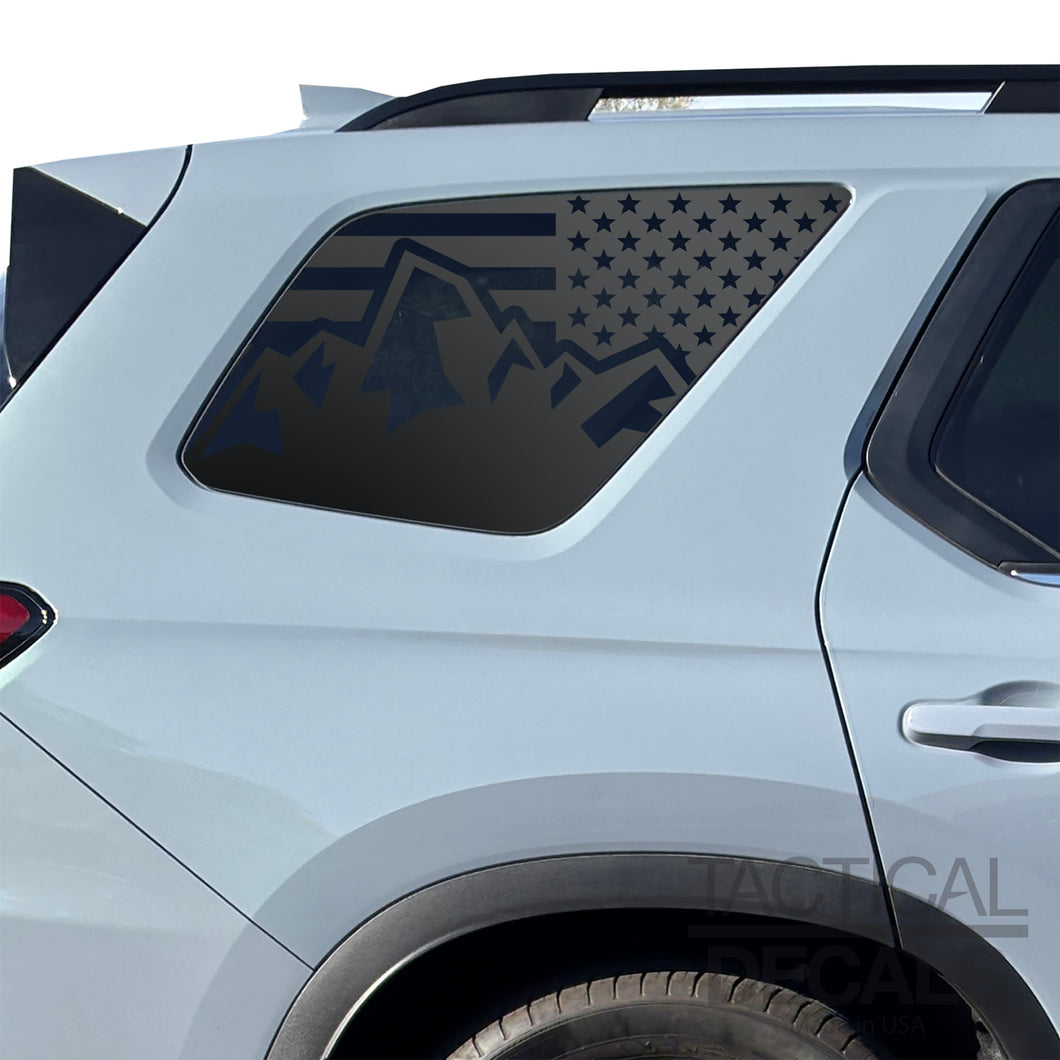 USA Flag Decal with Mountain Scene for 2023-2025 Honda Pilot Rear Windows - Matte Black