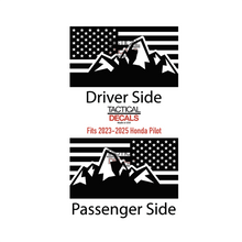 Load image into Gallery viewer, USA Flag Decal with Mountain Scene for 2023-2025 Honda Pilot Rear Windows - Matte Black
