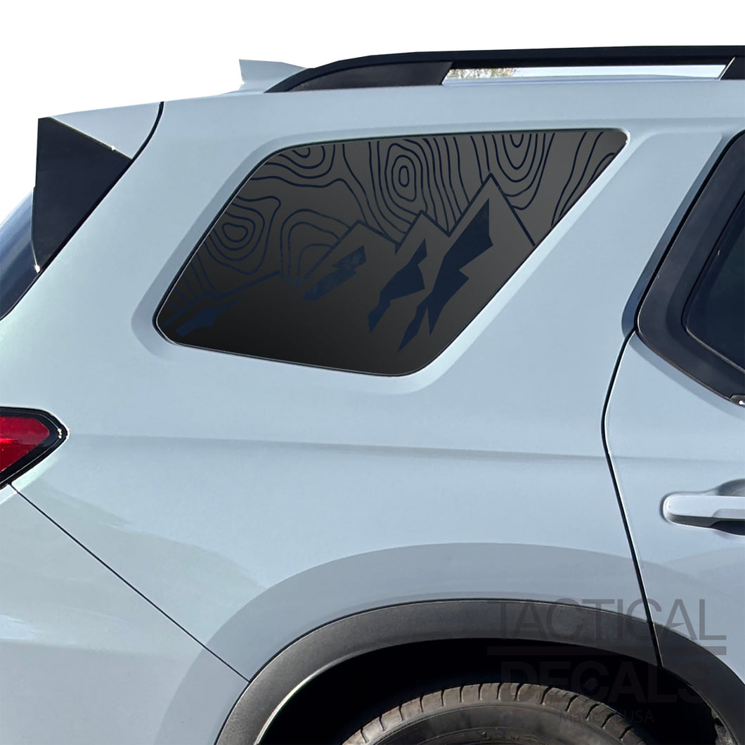 Topography Mountain Scene Decals for 2023-2025 Honda Pilot Rear Windows - Matte Black