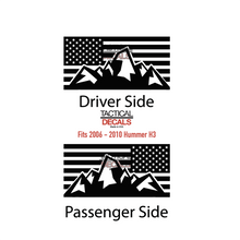 Load image into Gallery viewer, USA Flag with Mountain Scene Decal for 2006-2010 Hummer H3 3rd Windows - Matte Black
