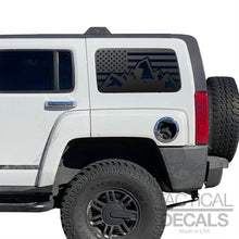 Load image into Gallery viewer, USA Flag with Mountain Scene Decal for 2006-2010 Hummer H3 3rd Windows - Matte Black
