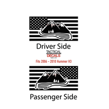 Load image into Gallery viewer, USA Flag with Mountain Scene Decal for 2006-2010 Hummer H3 3rd Windows - Matte Black
