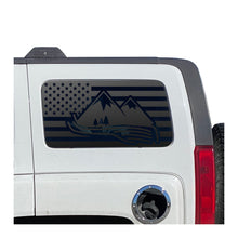 Load image into Gallery viewer, USA Flag with Mountain Scene Decal for 2006-2010 Hummer H3 3rd Windows - Matte Black
