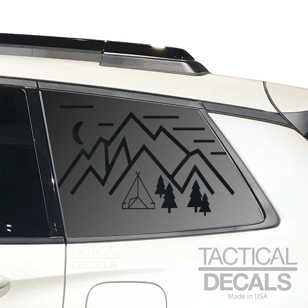 Minimalist Mountain Scene Decal for 2019 - 2025 Honda Passport Windows - Matte Black