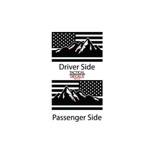 Load image into Gallery viewer, USA Flag w/Mountain scene Decal for 2007 - 2023 Jeep Wrangler 4 Door only - Hardtop Windows - Matte Black
