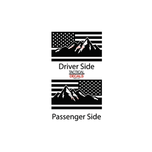 USA Flag w/Mountain scene Decal for 2007 - 2023 Jeep Wrangler 4 Door only - Hardtop Windows - Matte Black