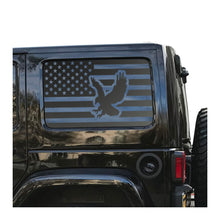Load image into Gallery viewer, USA Flag with Eagle Decal for 2007 - 2023 Jeep Wrangler 4 Door only - Hardtop Windows - Matte Black
