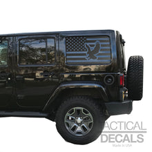 Load image into Gallery viewer, USA Flag with Eagle Decal for 2007 - 2023 Jeep Wrangler 4 Door only - Hardtop Windows - Matte Black
