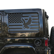 Load image into Gallery viewer, USA Flag with Eagle Decal for 2007 - 2023 Jeep Wrangler 4 Door only - Hardtop Windows - Matte Black
