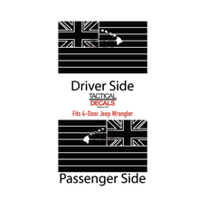 Load image into Gallery viewer, State of Hawaii Flag Decal for 2007 - 2023 Jeep Wrangler 4 Door only - Hardtop Windows - Matte Black
