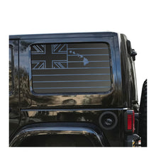 Load image into Gallery viewer, State of Hawaii Flag Decal for 2007 - 2023 Jeep Wrangler 4 Door only - Hardtop Windows - Matte Black
