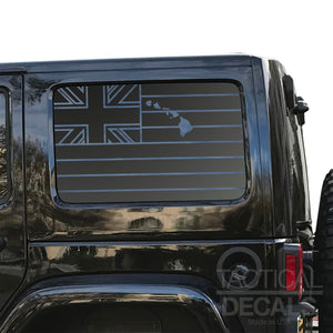 State of Hawaii Flag Decal for 2007 - 2023 Jeep Wrangler 4 Door only - Hardtop Windows - Matte Black