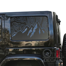 Load image into Gallery viewer, Topography Mountain Scene Decal for 2007 - 2023 Jeep Wrangler 4 Door only - Hardtop Windows - Matte Black
