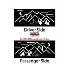 Load image into Gallery viewer, Minimalist Mountain Scene Decal for 2007-2025 Jeep Wrangler 2-Door - Matte Black
