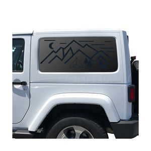 Minimalist Mountain Scene Decal for 2007-2025 Jeep Wrangler 2-Door - Matte Black