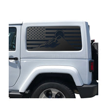 Load image into Gallery viewer, USA Flag Decal with Mountain Scene  for 2007-2025 Jeep Wrangler 2-Door - Matte Black
