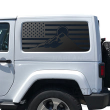 Load image into Gallery viewer, USA Flag Decal with Mountain Scene  for 2007-2025 Jeep Wrangler 2-Door - Matte Black
