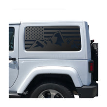 Load image into Gallery viewer, USA Flag Decal with Mountain Scene  for 2007-2025 Jeep Wrangler 2-Door - Matte Black
