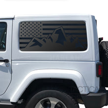 Load image into Gallery viewer, USA Flag Decal with Mountain Scene  for 2007-2025 Jeep Wrangler 2-Door - Matte Black
