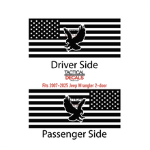 Load image into Gallery viewer, USA Flag Decal with Eagle for 2007-2025 Jeep Wrangler 2-Door - Matte Black
