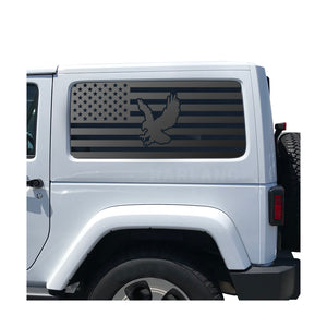 USA Flag Decal with Eagle for 2007-2025 Jeep Wrangler 2-Door - Matte Black