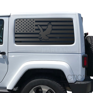 USA Flag Decal with Eagle for 2007-2025 Jeep Wrangler 2-Door - Matte Black