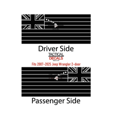 Load image into Gallery viewer, State of Hawaii Flag Decal with Islands for 2007-2025 Jeep Wrangler 2-Door - Matte Black
