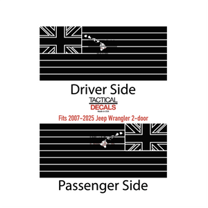 State of Hawaii Flag Decal with Islands for 2007-2025 Jeep Wrangler 2-Door - Matte Black