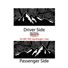 Load image into Gallery viewer, Topography Mountain Scene Decal for 2007-2025 Jeep Wrangler 2-Door - Matte Black
