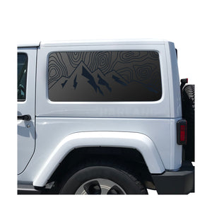 Topography Mountain Scene Decal for 2007-2025 Jeep Wrangler 2-Door - Matte Black
