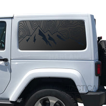 Load image into Gallery viewer, Topography Mountain Scene Decal for 2007-2025 Jeep Wrangler 2-Door - Matte Black
