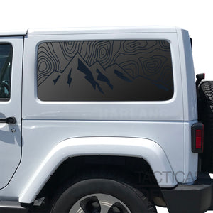 Topography Mountain Scene Decal for 2007-2025 Jeep Wrangler 2-Door - Matte Black
