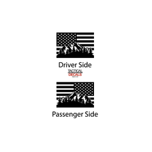 Load image into Gallery viewer, USA Flag with Mountain Scene Decal for 2011 - 2017 Jeep Patriot Windows - Matte Black
