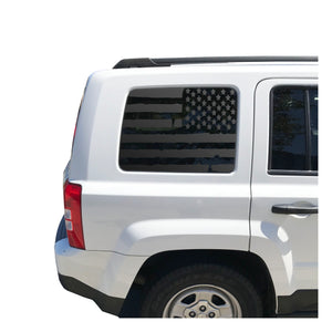 Distressed USA Flag Decal for 2011 - 2017 Jeep Patriot Windows - Matte Black