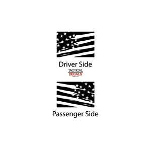 Distressed USA Flag Decal for 2011 - 2017 Jeep Patriot Windows - Matte Black