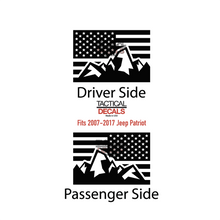Load image into Gallery viewer, USA Flag with Mountain Scene Decal for 2011 - 2017 Jeep Patriot Windows - Matte Black
