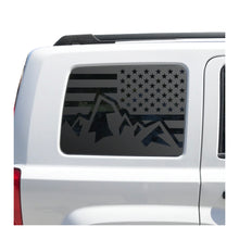 Load image into Gallery viewer, USA Flag with Mountain Scene Decal for 2011 - 2017 Jeep Patriot Windows - Matte Black

