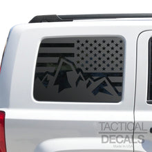 Load image into Gallery viewer, USA Flag with Mountain Scene Decal for 2011 - 2017 Jeep Patriot Windows - Matte Black
