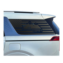 Load image into Gallery viewer, USA Flag with Mountain Scene Decals - Fits 2022-202 Kia Carnival Back Side Window - Matte Black

