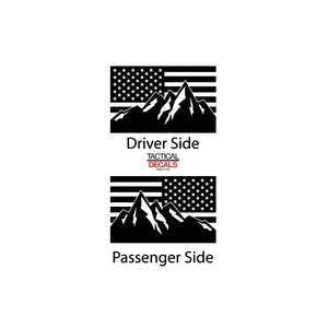 USA American Flag w/ Mountain Scene Decal for 2015- 2020 Ford F-150 Windows - Matte Black