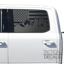 Load image into Gallery viewer, Camping Outdoor Scene w/ USA Flag Decal for 2015- 2020 Ford F-150 Windows - Matte Black
