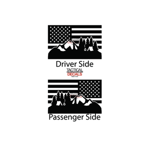 Camping Outdoor Scene w/ USA Flag Decal for 2015- 2020 Ford F-150 Windows - Matte Black